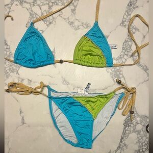 Rampage Turquoise and Lime Bikini Set
